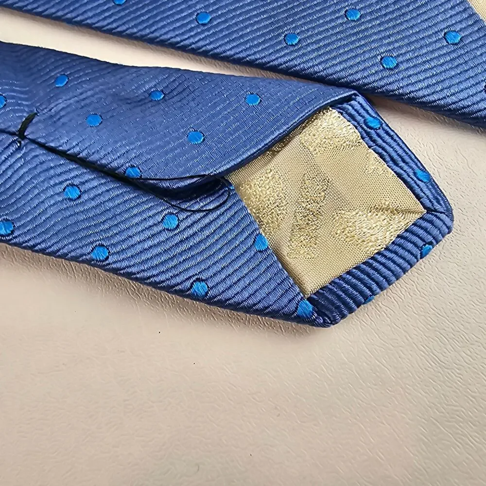 Versace Tie Men's Blue Silk Medusa Baroque Polka Dot Luxury Designer Necktie